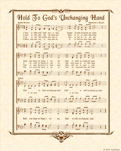Hold To God's Unchanging Hand - Christian Heritage Hymn, Sheet Music, Vintage Style, Natural Parchment, Sepia Brown Ink, 8x10 art print ready to frame, Vintage Verses