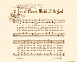 O For A Closer Walk With God - Christian Heritage Hymn, Sheet Music, Vintage Style, Natural Parchment, Sepia Brown Ink, 8x10 art print ready to frame, Vintage Verses