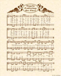 Angels Gathering The Elect - Christian Heritage Hymn, Sheet Music, Vintage Style, Natural Parchment, Sepia Brown Ink, 8x10 art print ready to frame, Vintage Verses