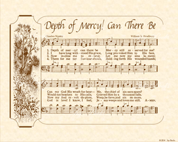 Depth Of Mercy! Can There Be - Christian Heritage Hymn, Sheet Music, Vintage Style, Natural Parchment, Sepia Brown Ink, 8x10 art print ready to frame, Vintage Verses
