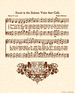 Sweet Is The Solemn Voice That Calls - Christian Heritage Hymn, Sheet Music, Vintage Style, Natural Parchment, Sepia Brown Ink, 8x10 art print ready to frame, Vintage Verses