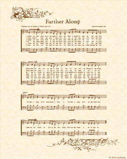 Farther Along - Christian Heritage Hymn, Sheet Music, Vintage Style, Natural Parchment, Sepia Brown Ink, 8x10 art print ready to frame, Vintage Verses