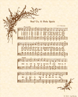 Seal Us O Holy Spirit - Christian Heritage Hymn, Sheet Music, Vintage Style, Natural Parchment, Sepia Brown Ink, 8x10 art print ready to frame, Vintage Verses