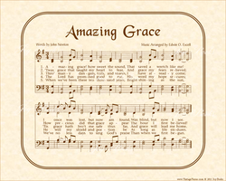Amazing Grace - Christian Heritage Hymn, Sheet Music, Vintage Style, Natural Parchment, Sepia Brown Ink, 8x10 art print ready to frame, Vintage Verses
