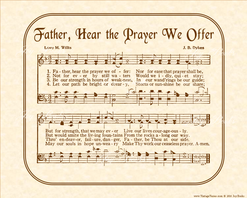 Father Hear The Prayer We Offer - Christian Heritage Hymn, Sheet Music, Vintage Style, Natural Parchment, Sepia Brown Ink, 8x10 art print ready to frame, Vintage Verses
